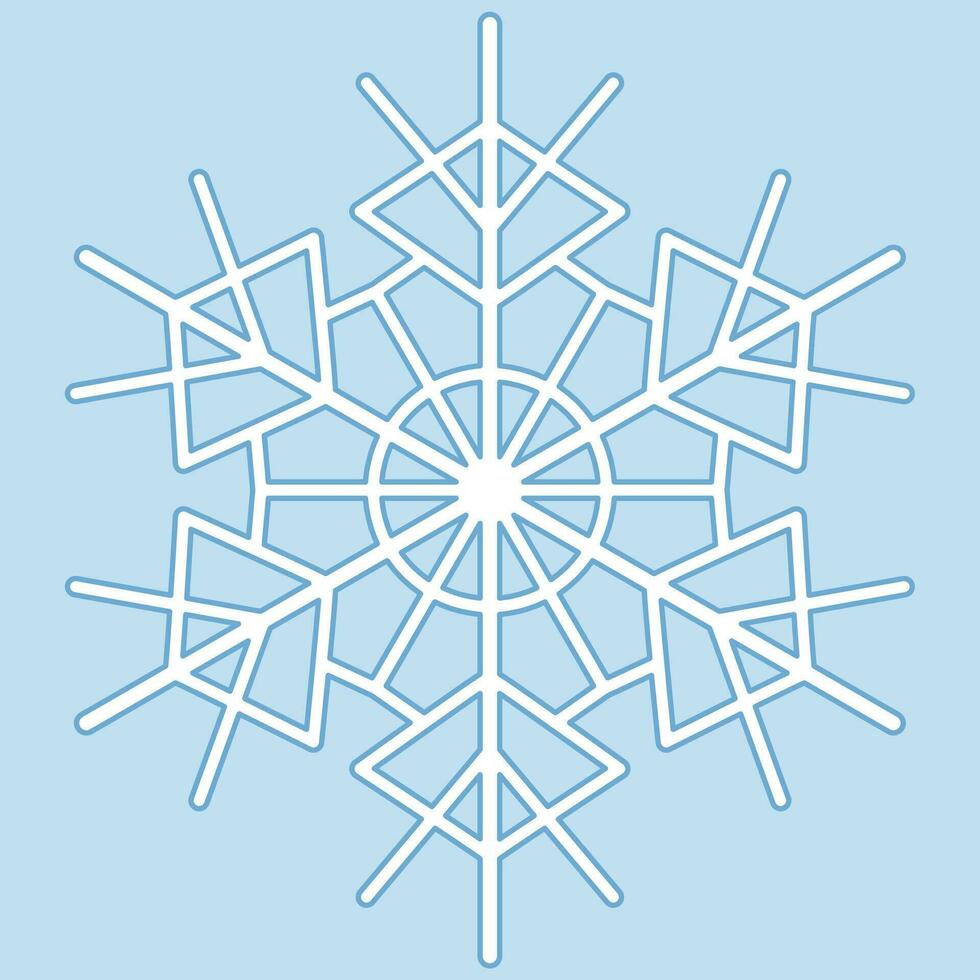 Cute snowflake isolated on blue background. vector