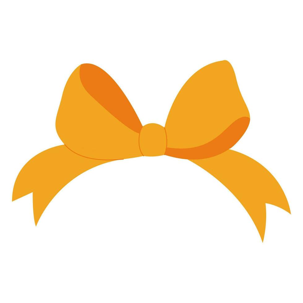 Simple hand drawn ribbon bow collection. Yellow bow. Bowknot for decoration, big set of bowtie. vector