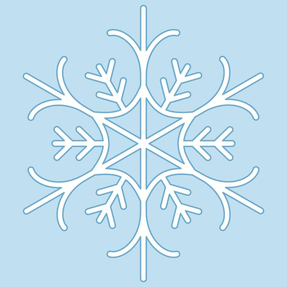 Cute snowflake isolated on blue background. vector