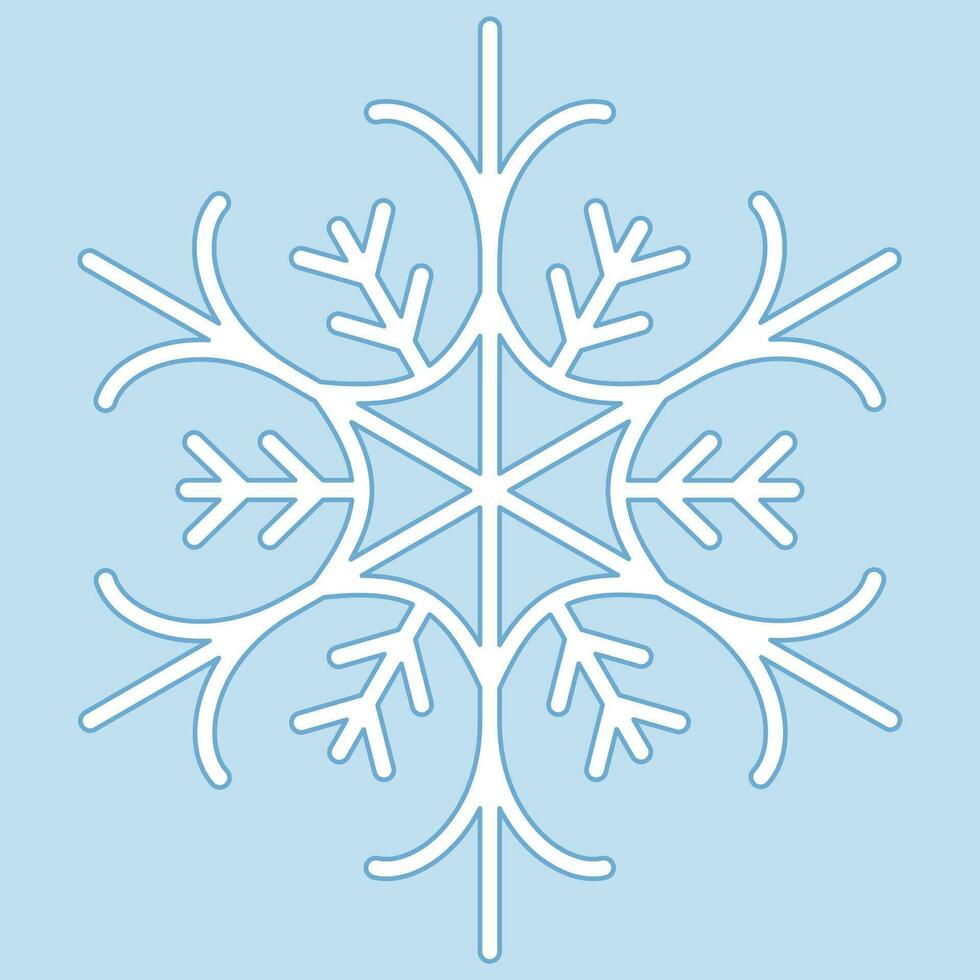 Cute snowflake isolated on blue background. vector