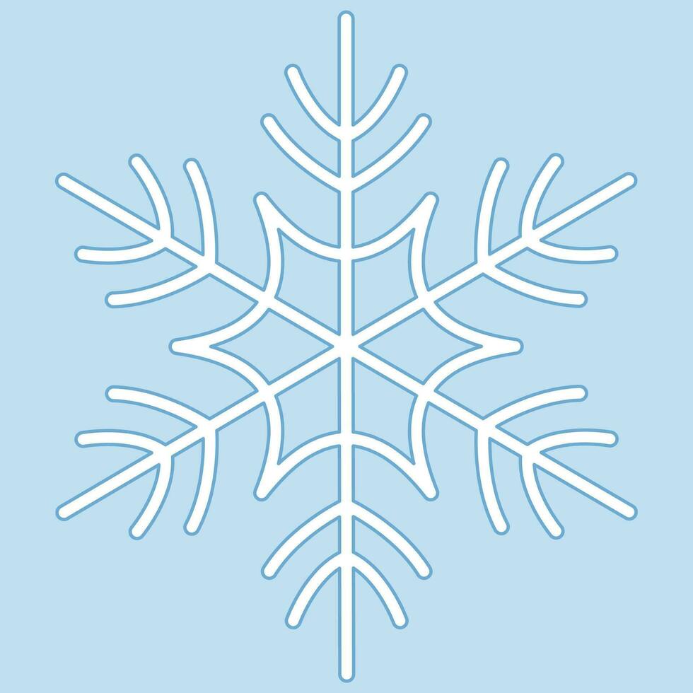 Cute snowflake isolated on blue background. vector