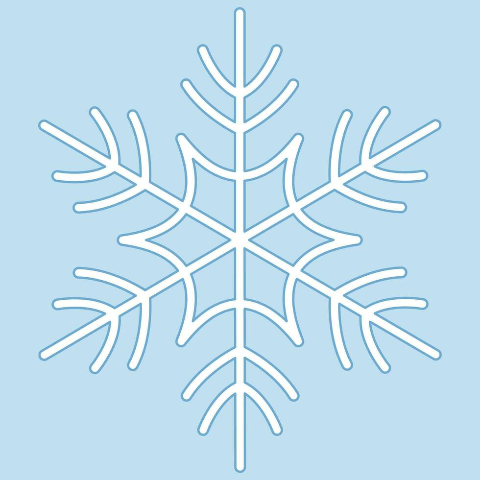 Cute snowflake isolated on blue background. vector