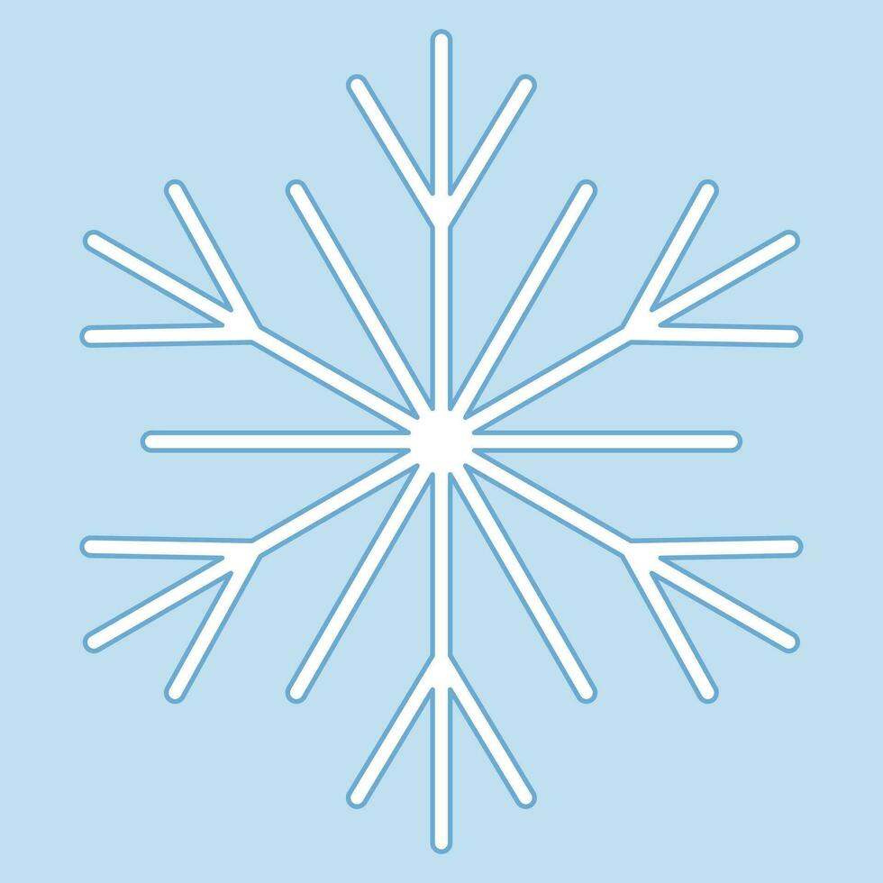 Cute snowflake isolated on blue background. vector