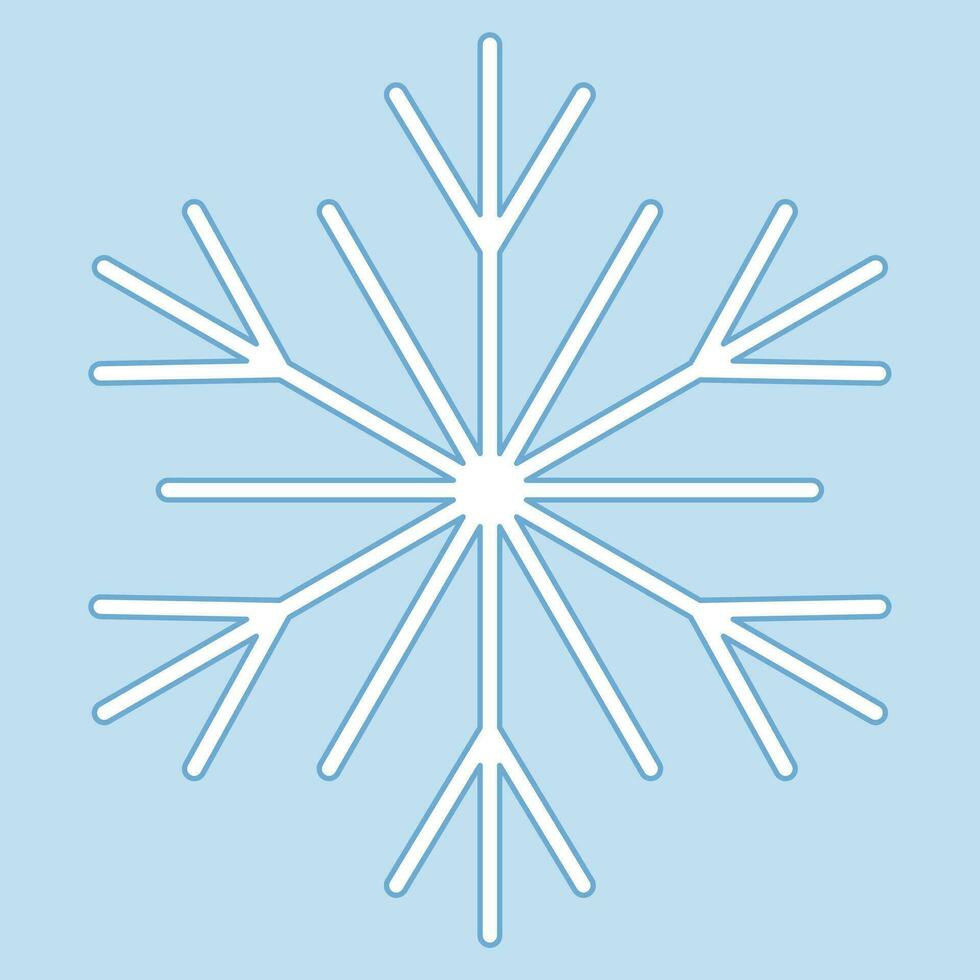 Cute snowflake isolated on blue background. vector