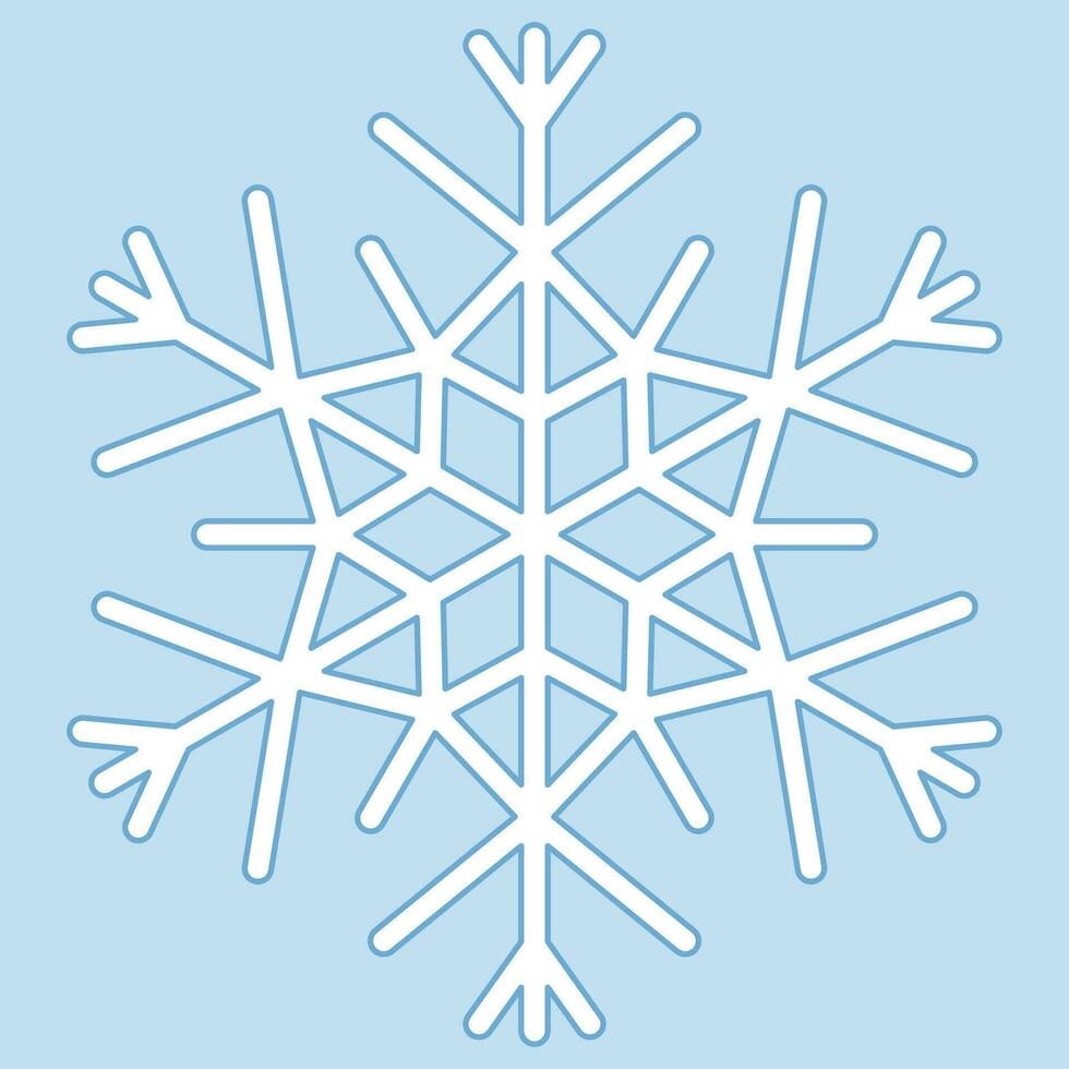 Cute snowflake isolated on blue background. vector
