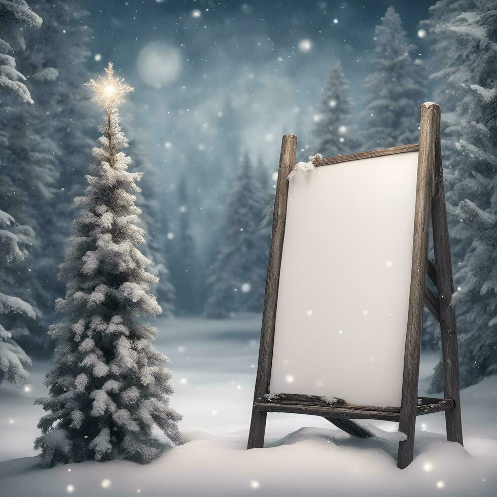 AI generated Empty frame on white background in Christmas winter space photo