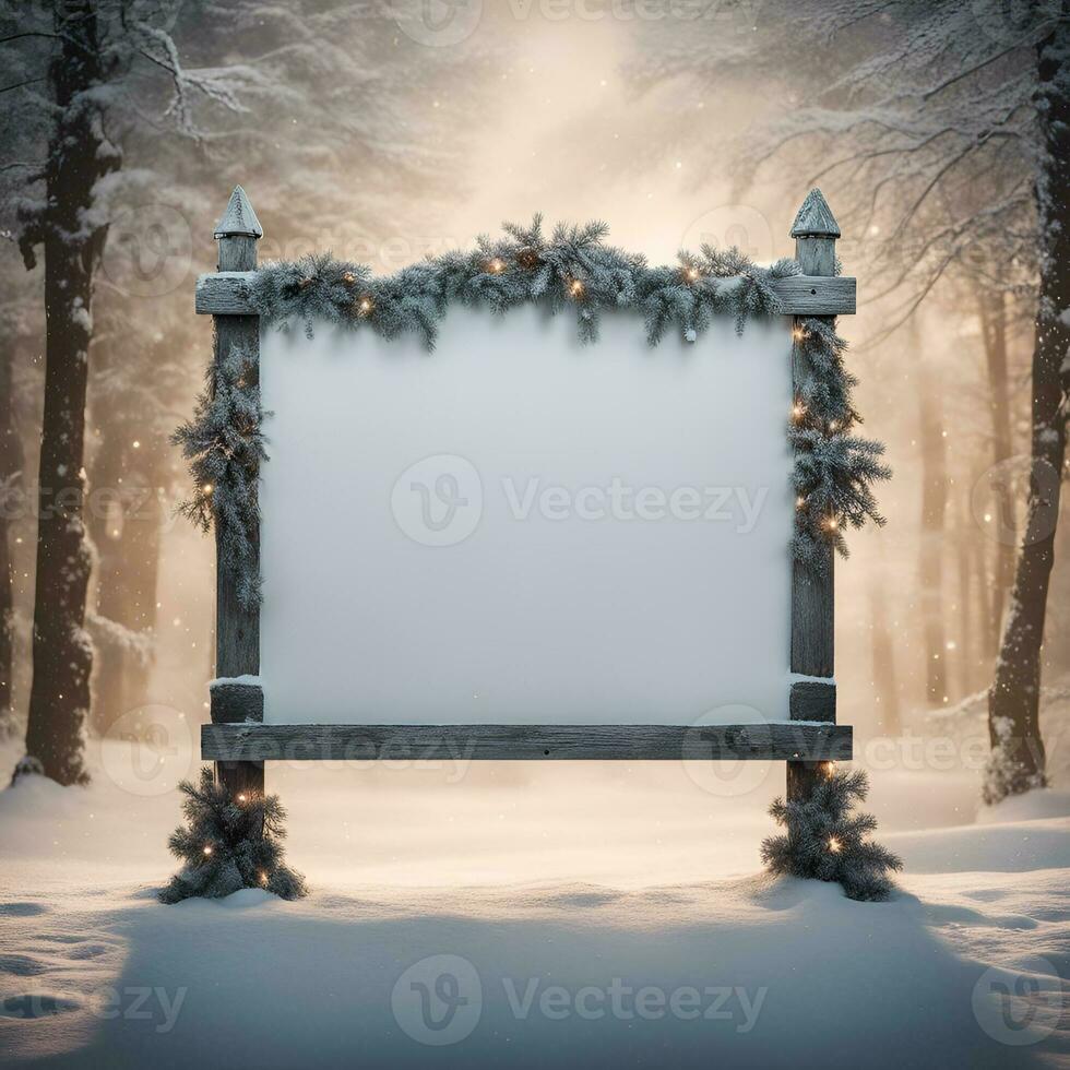 AI generated Empty frame on white background in Christmas winter space photo