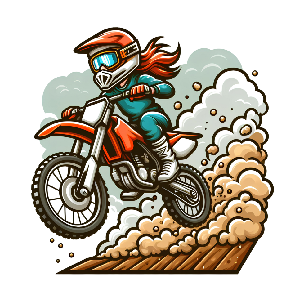 AI generated person riding a motorcycle cartoon motor cross png