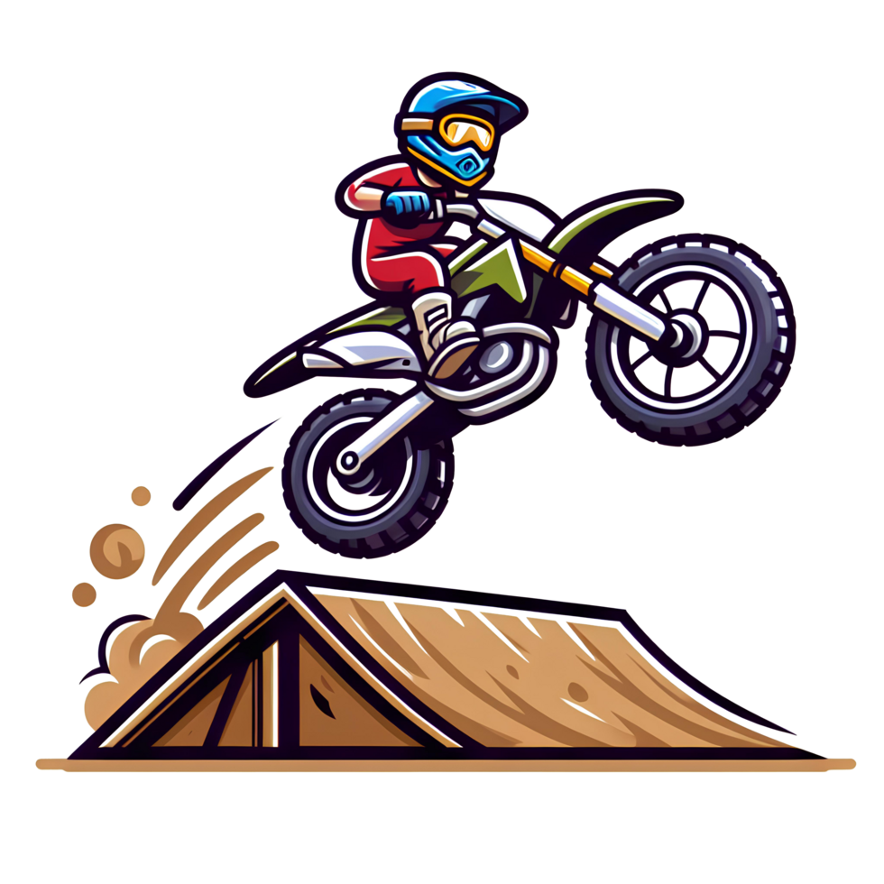 AI generated person riding a motorcycle cartoon motor cross png