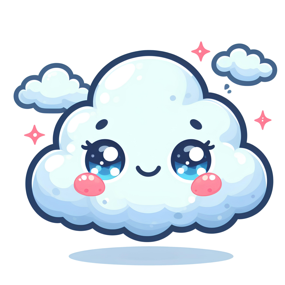 AI generated cute white cloud cartoon png