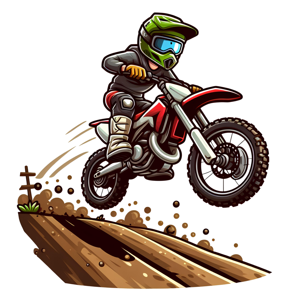 ai generado persona montando un motocicleta dibujos animados motor cruzar png