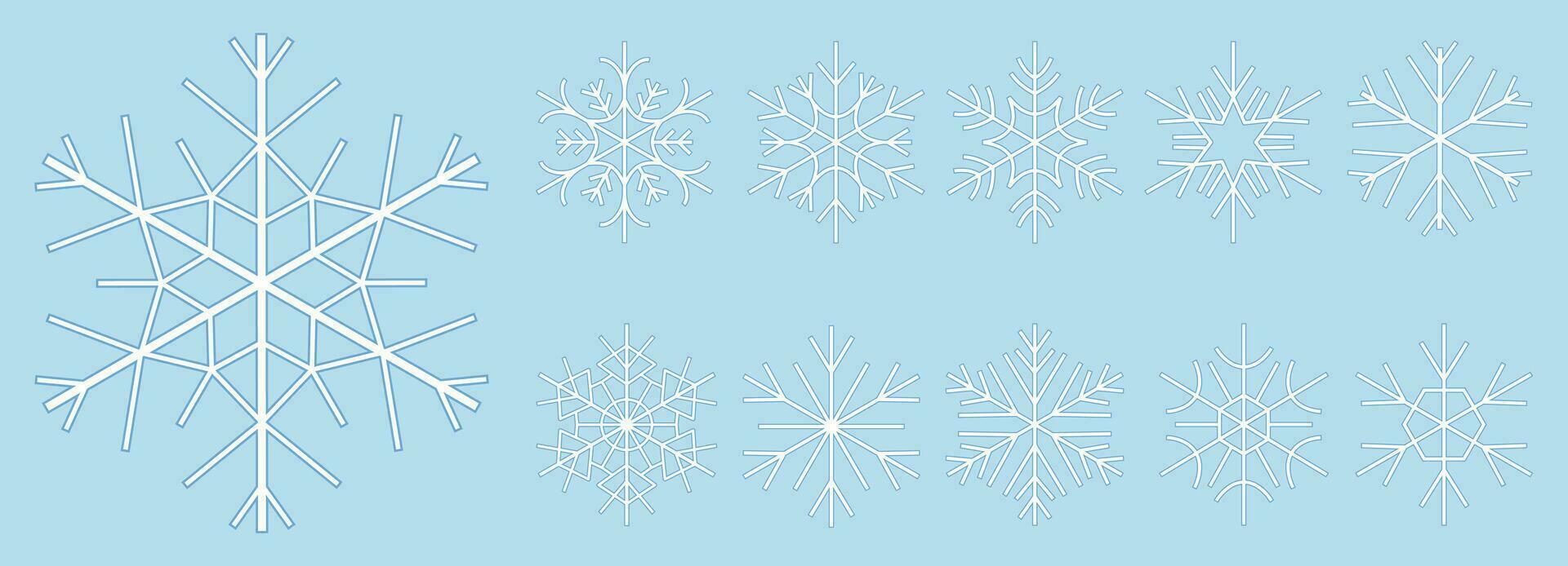 Cute snowflake isolated on blue background. vector