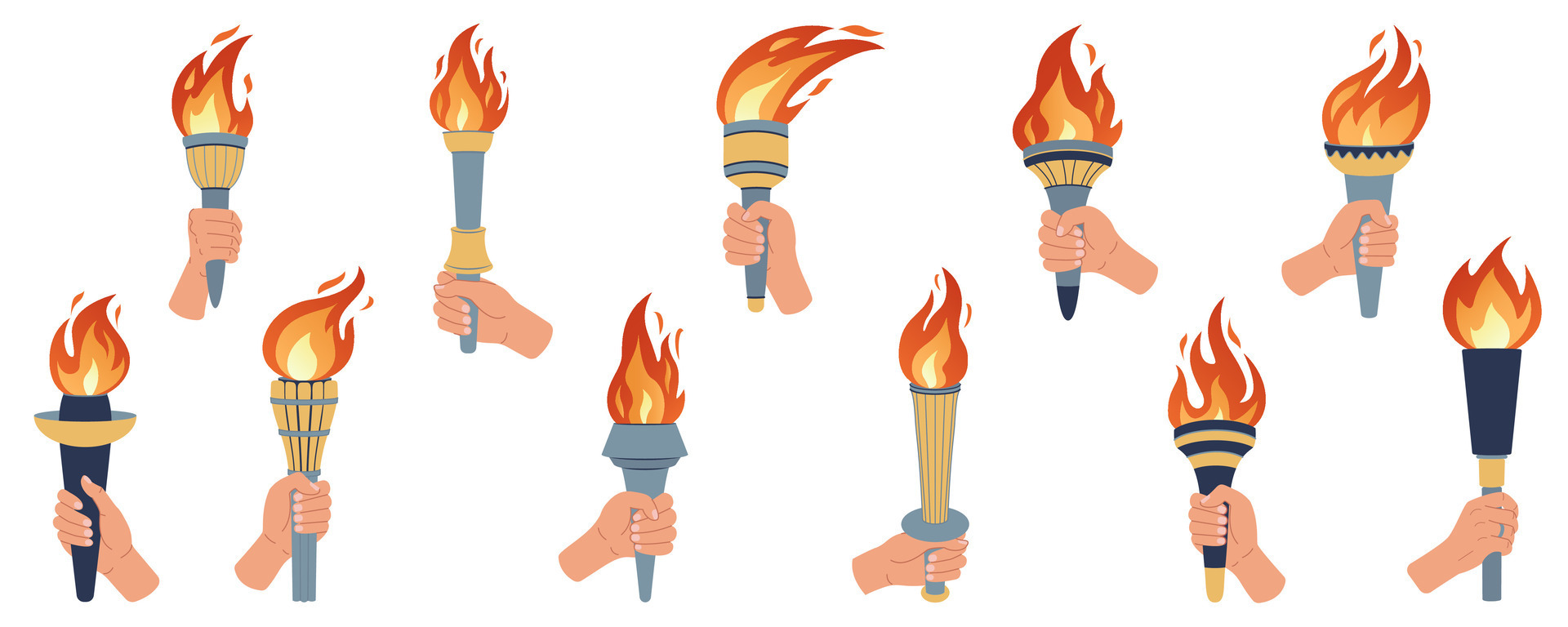 Hand holding a torch. Vector set. Vector illustration. 35928945 Vector