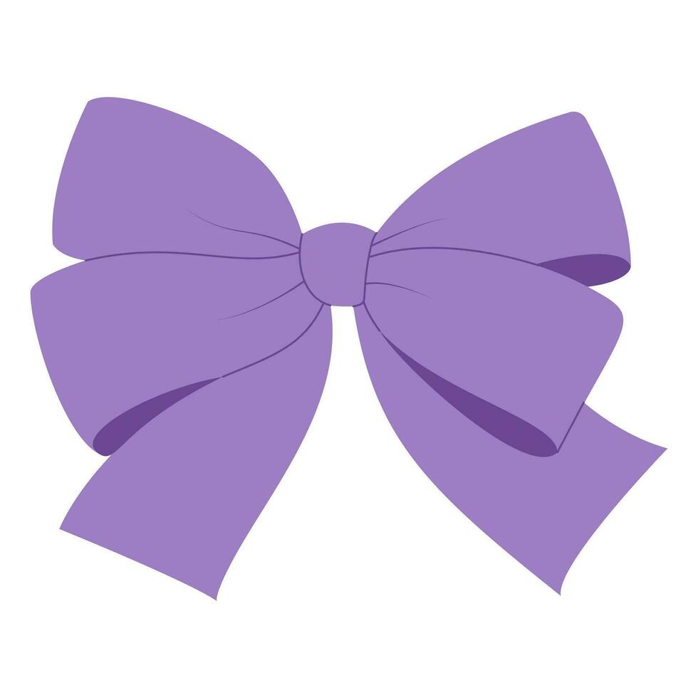 Simple hand drawn ribbon bow collection. Lilac bow. Bowknot for decoration. vector