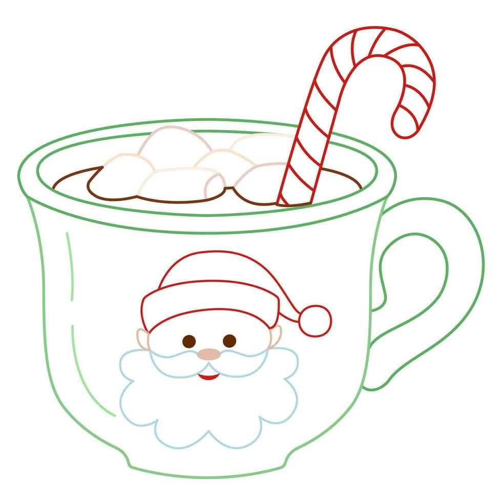 Cute festive green mug with Santa vector