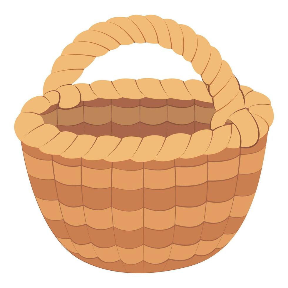 Empty wicker basket. isolated on white background basket. vector