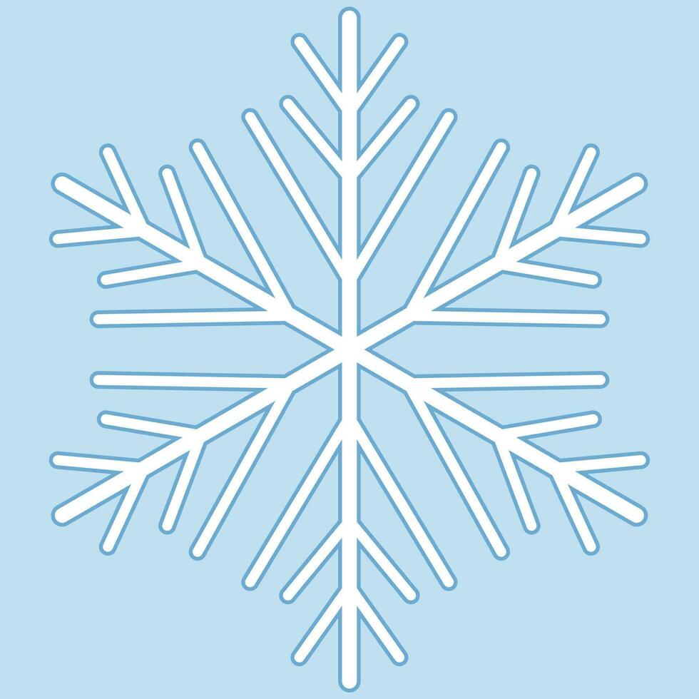 Cute snowflake isolated on blue background. vector