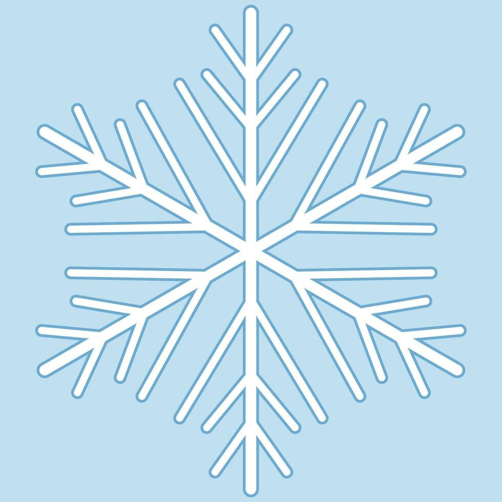 linda copo de nieve aislado en azul antecedentes. vector