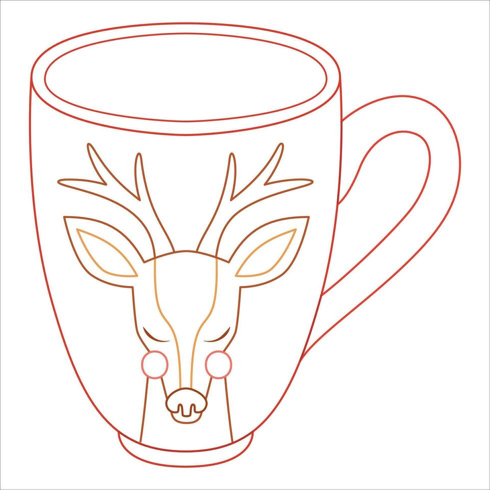 Navidad ciervo en jarra aislado en blanco antecedentes. rojo taza. vector