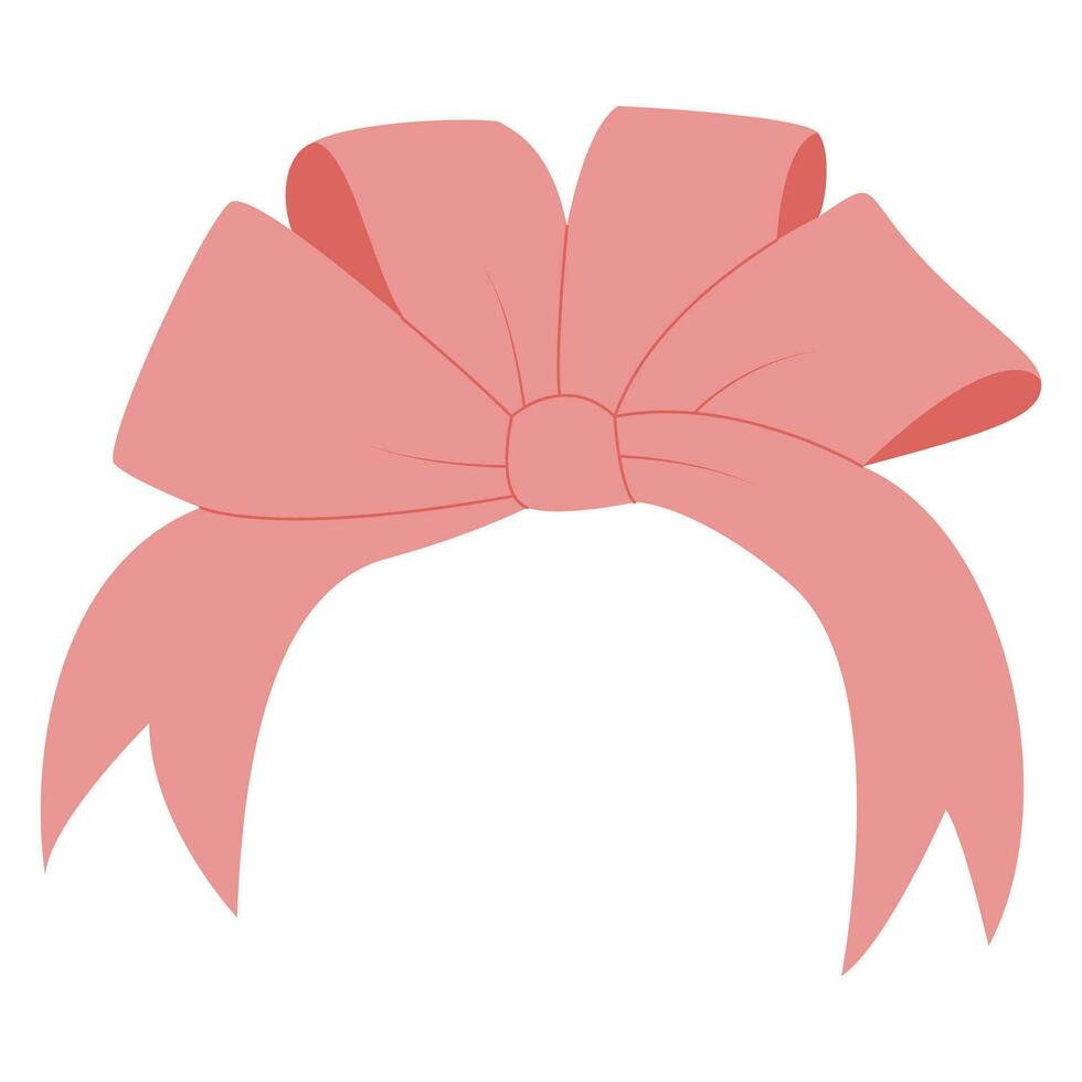 Simple hand drawn ribbon bow collection. Pink bow. Bowknot for decoration. vector