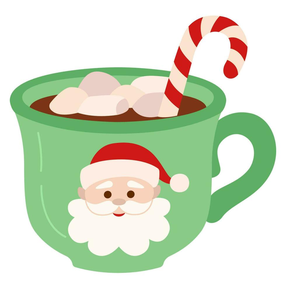 Cute festive green mug with Santa vector