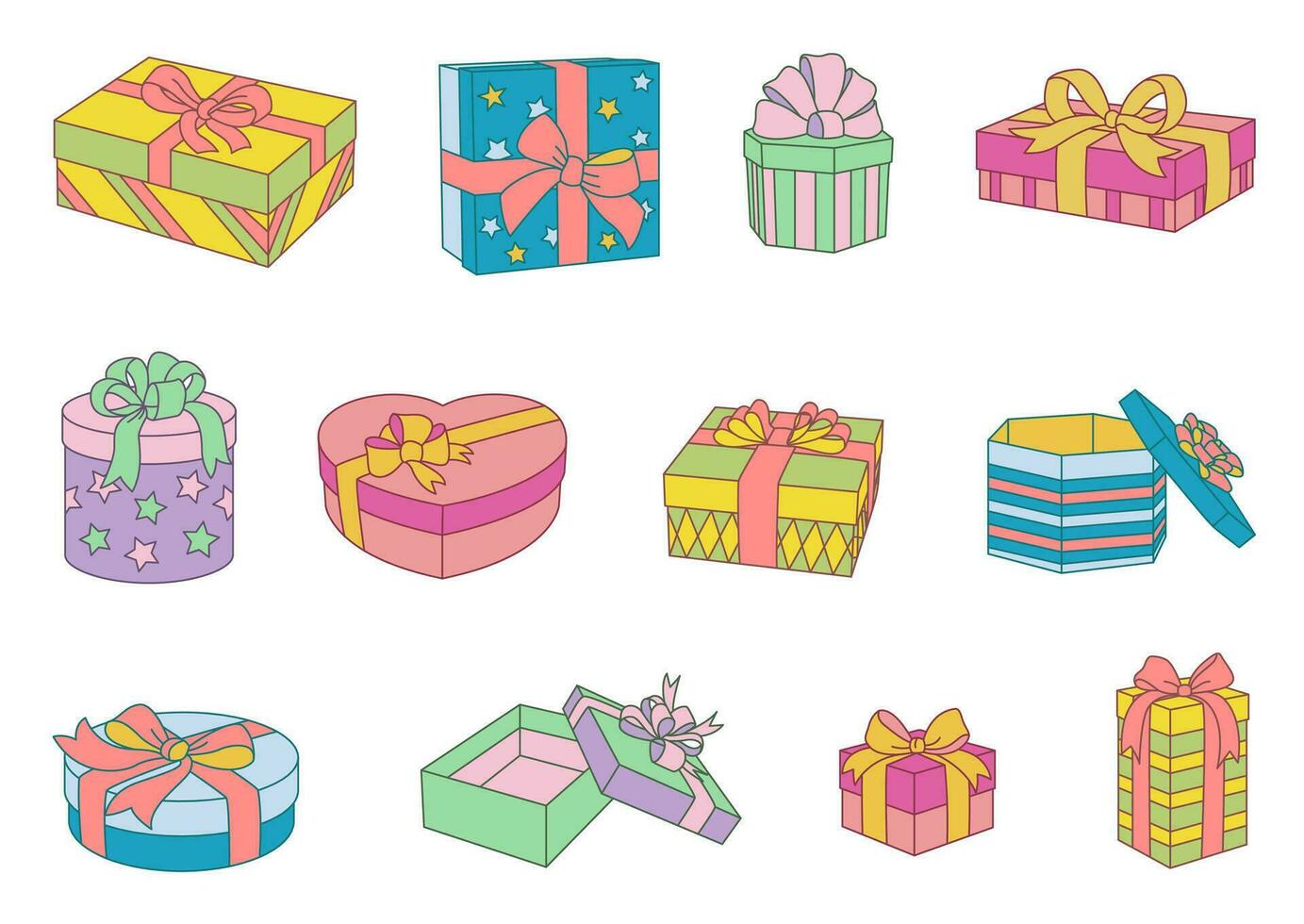 Colorful gift box vector cartoon icon. pastel colors.