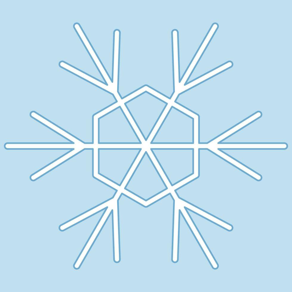 Cute snowflake isolated on blue background. vector