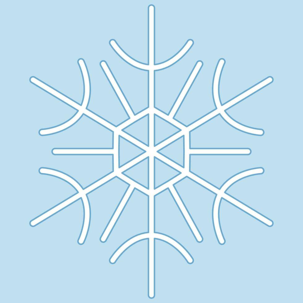 Cute snowflake isolated on blue background. vector