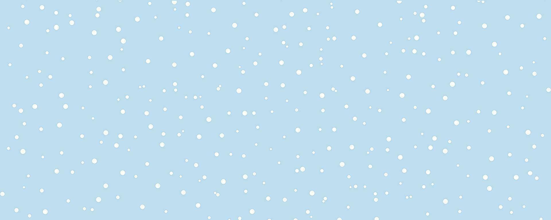 White snow falling on sky blue. vector