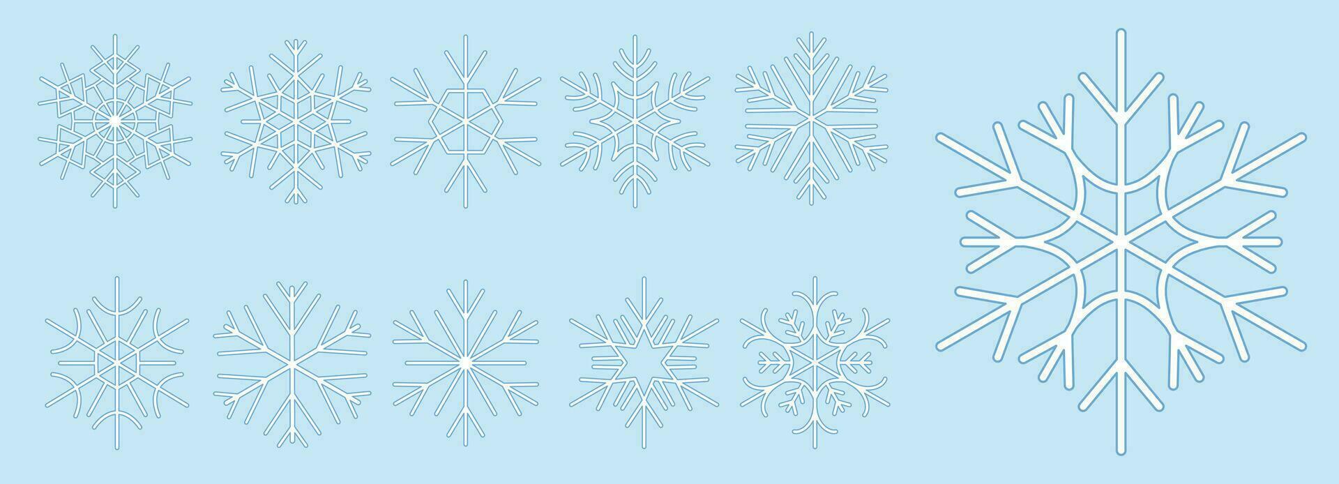 Cute snowflake isolated on blue background. vector