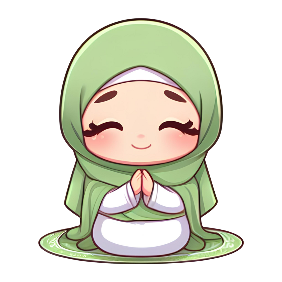 AI generated cute cartoon character muslim girl praying png