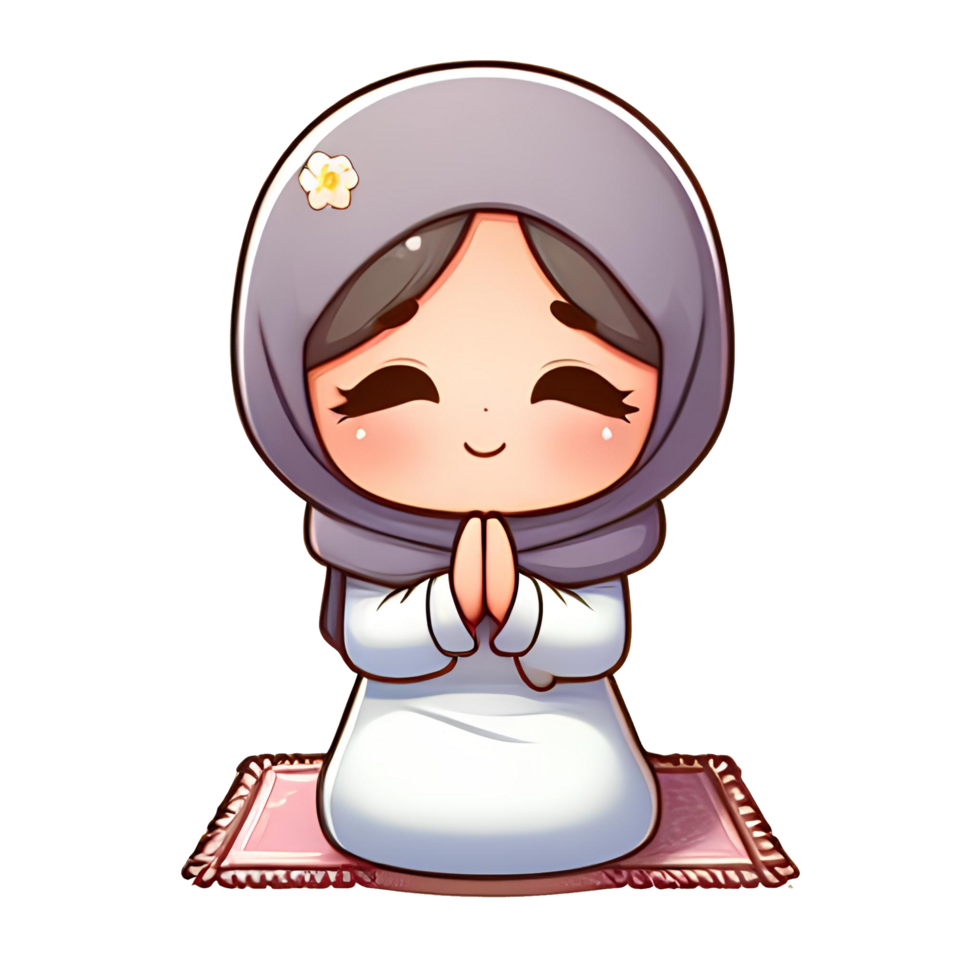 AI generated cute little Muslim child cartoon character png