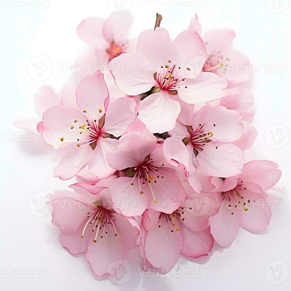 AI generated sakura flowers isolated on white background photo
