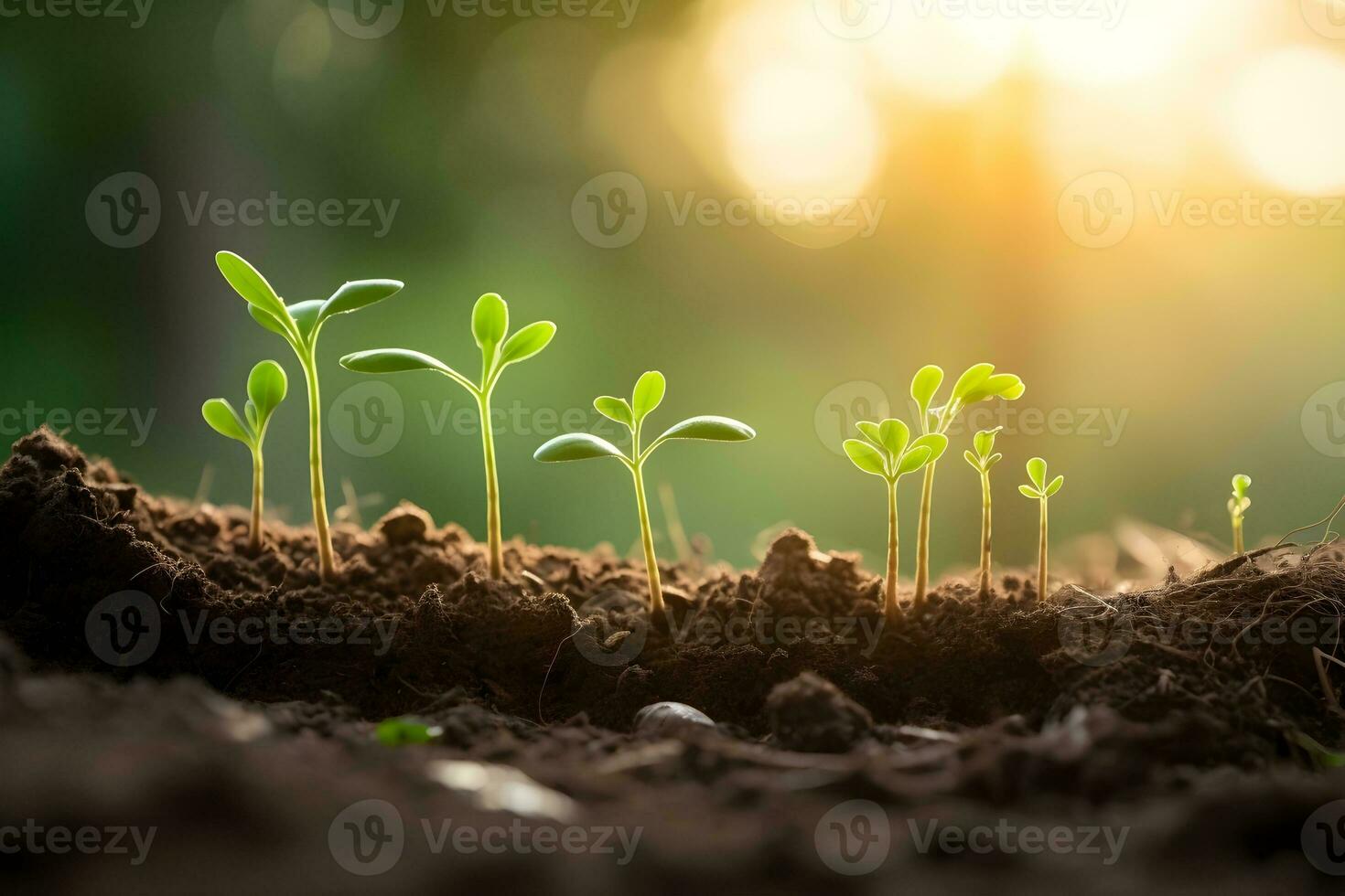 AI generated Young plant springing up out of the soil photo