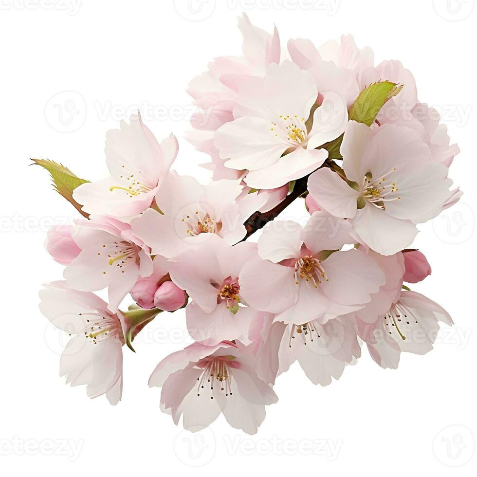 AI generated sakura flowers isolated on white background photo