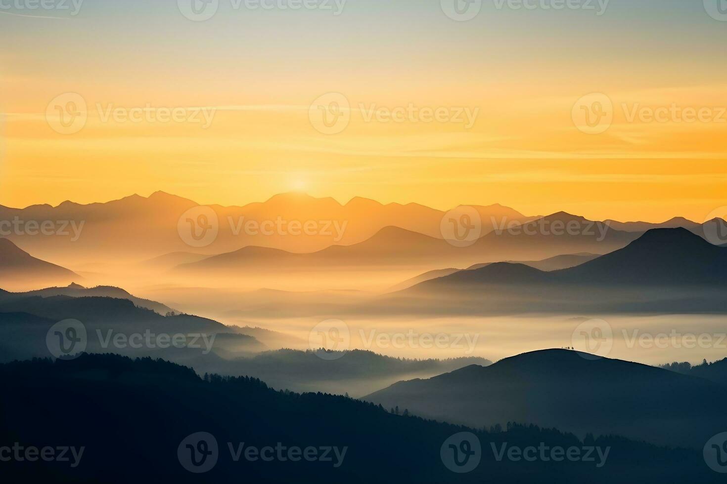 AI generated early morning in a mountains photo