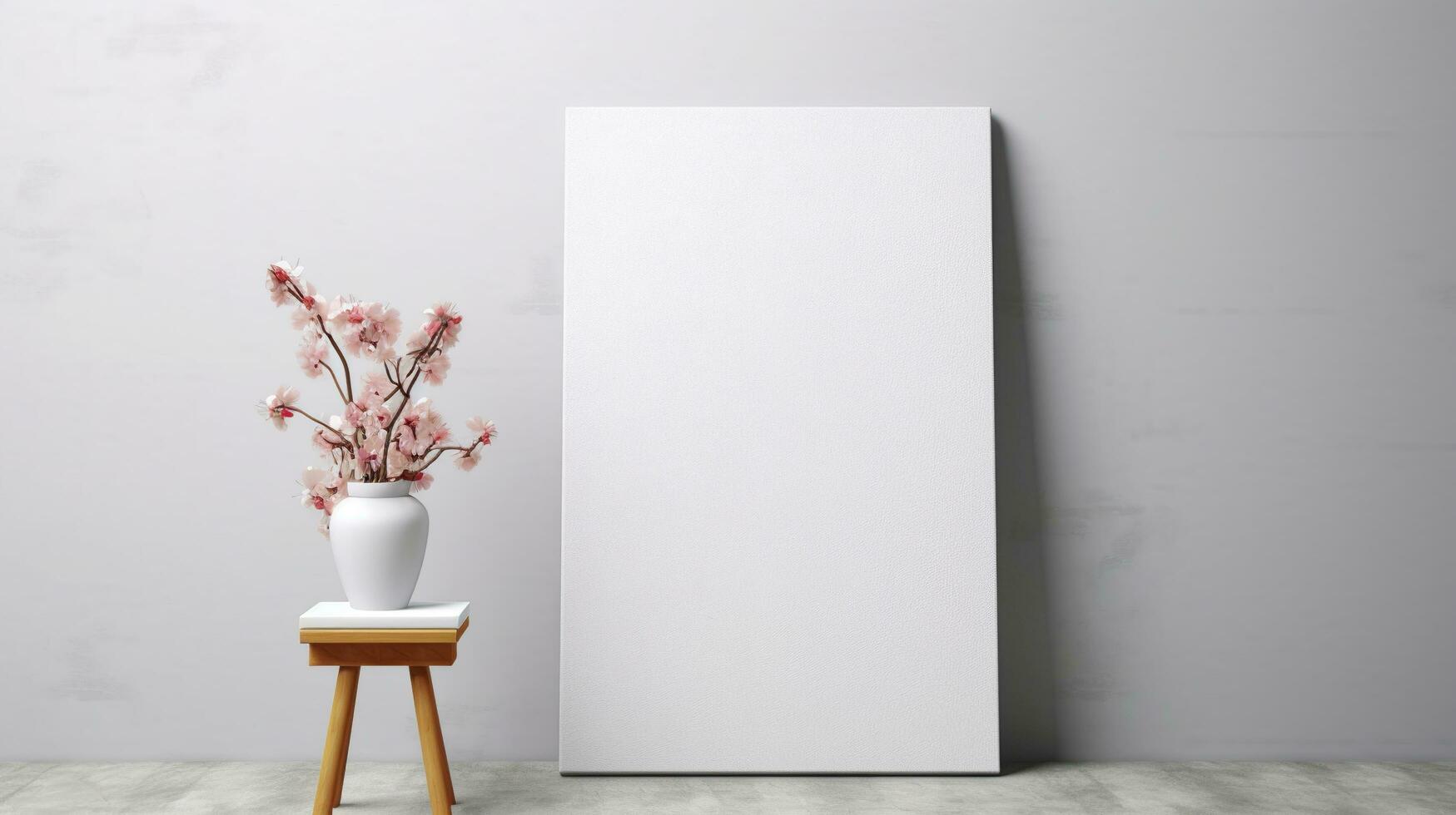 AI generated White canvas for mockup with blurred brick wall room interior photo