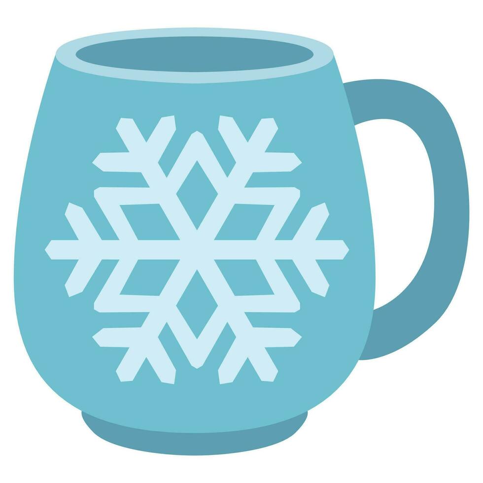 azul jarra con copo de nieve. vector Navidad taza con copo de nieve