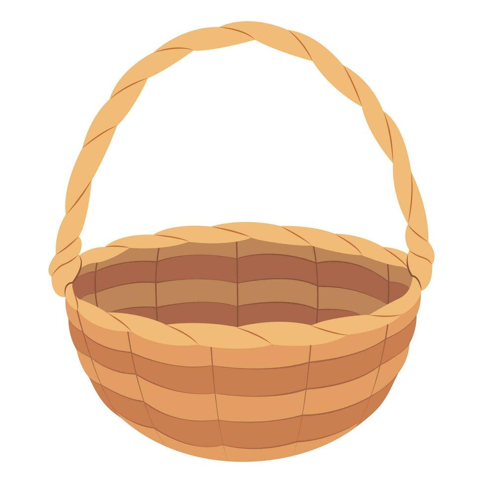 Empty wicker basket. isolated on white background basket. vector