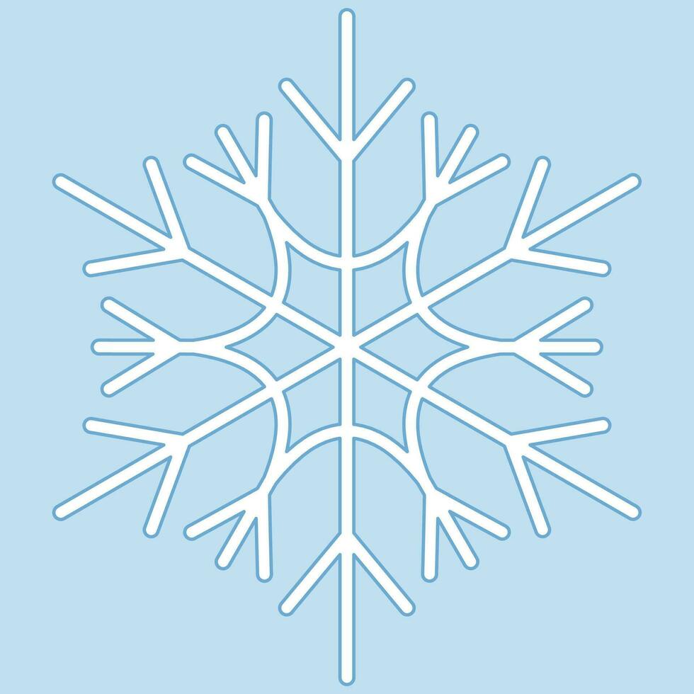 Cute snowflake isolated on blue background. vector