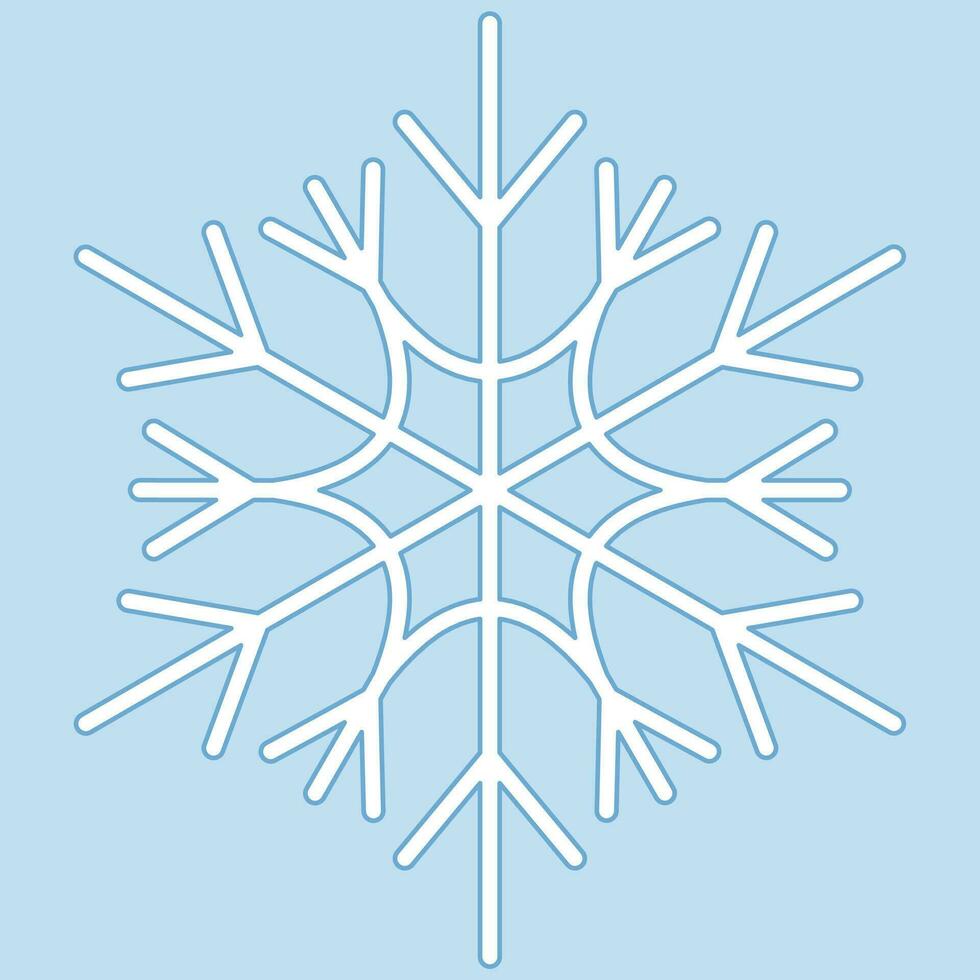 linda copo de nieve aislado en azul antecedentes. vector