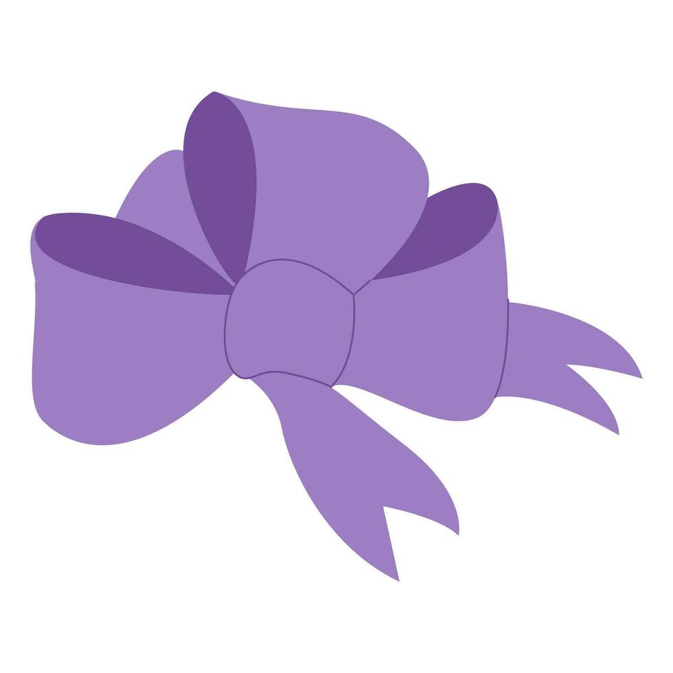 Simple hand drawn ribbon bow collection. Lilac bow. Bowknot for decoration. vector