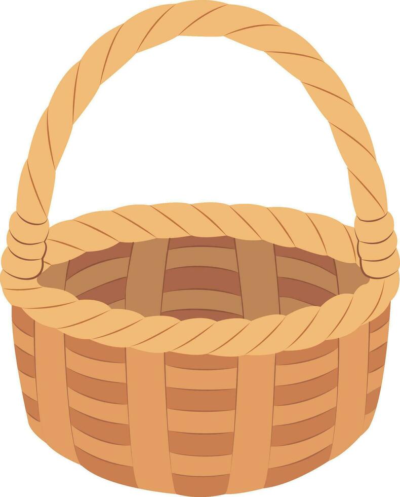 Empty wicker basket. isolated on white background basket. vector