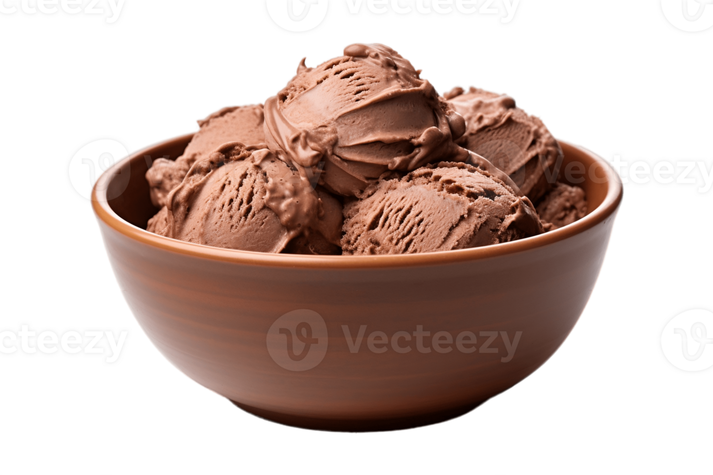 AI generated Chocolate Ice Cream in Bowl on Transparent Background . AI png