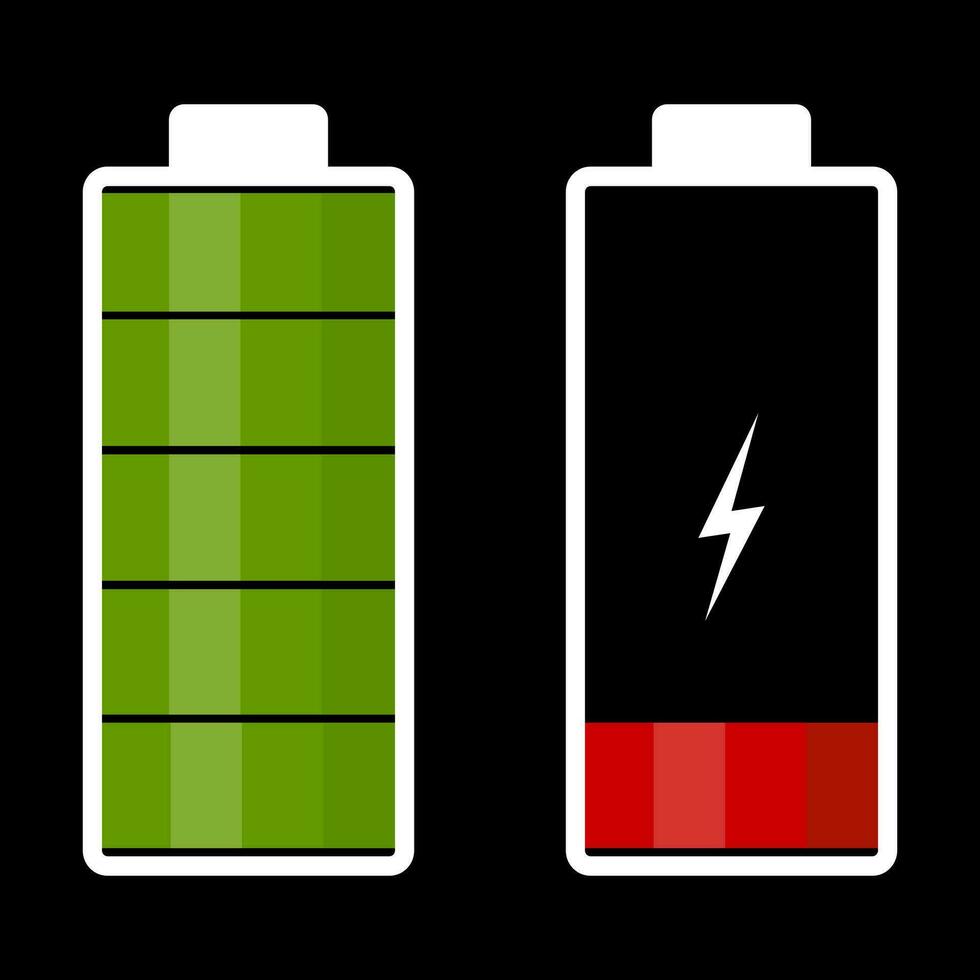 Illustration comparing full and low battery. Vector image