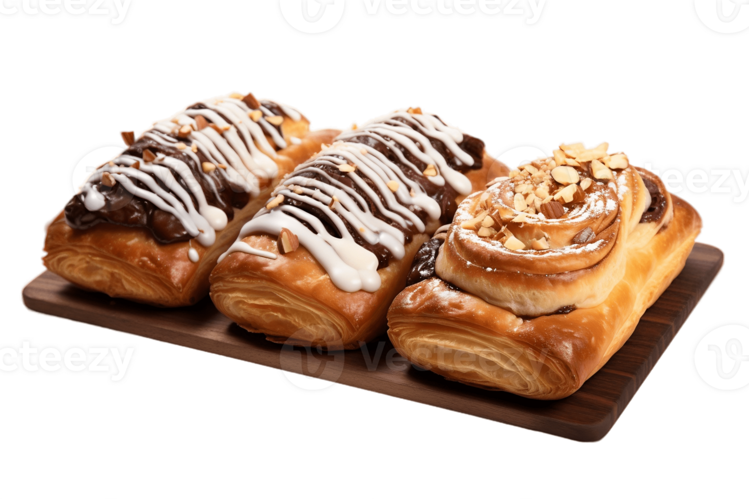 AI generated Danish Pastries on Transparent Background. AI png