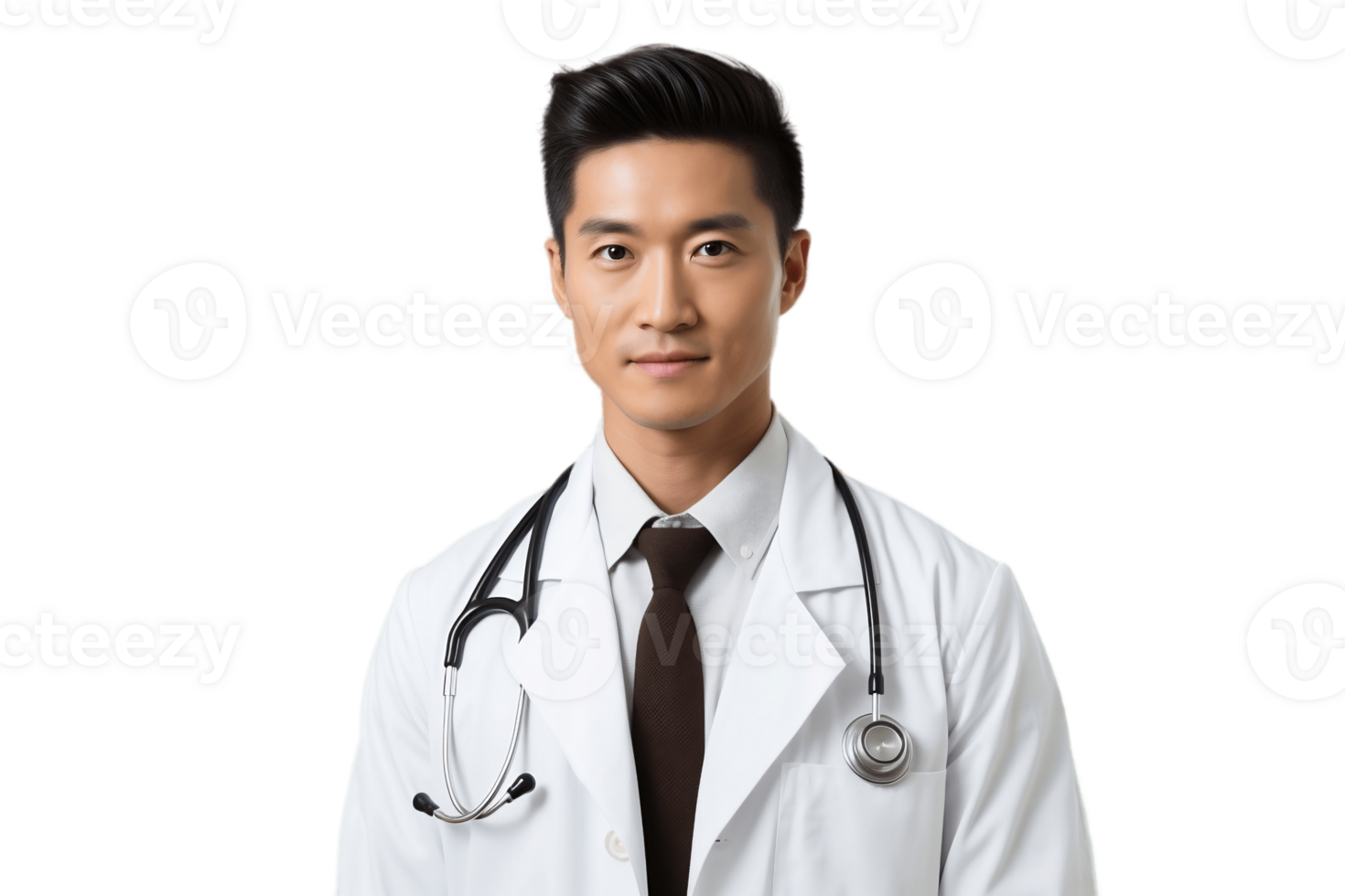 AI generated Asian Man in Doctor Uniform on Transparent Background. AI png