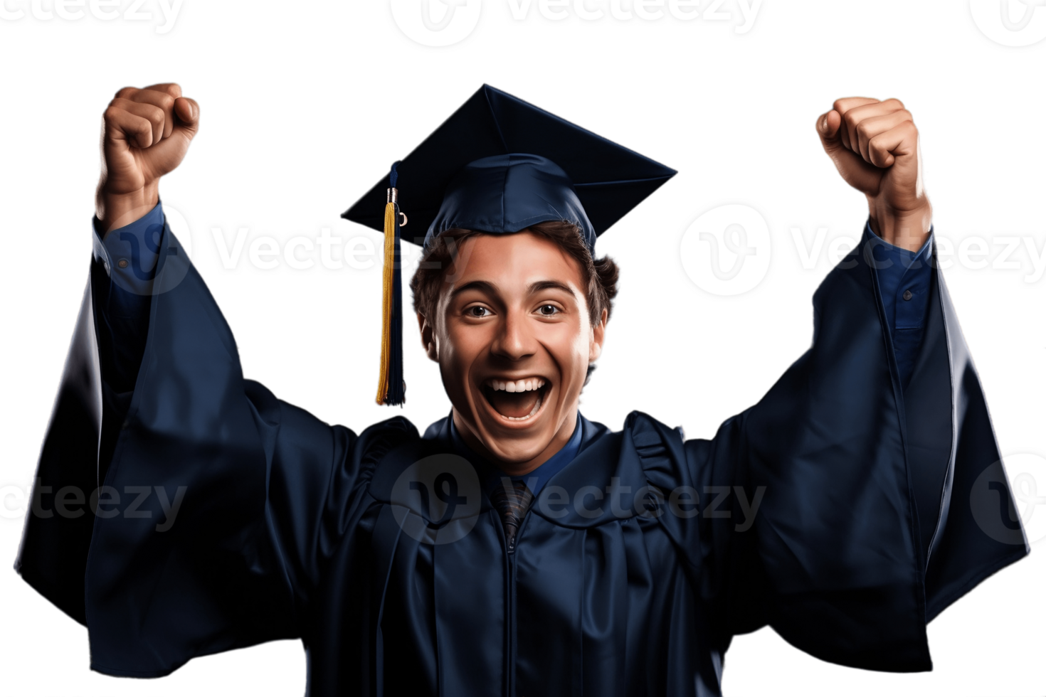 AI generated College Graduate Celebrating Success Isolated on Transparent Background. AI png