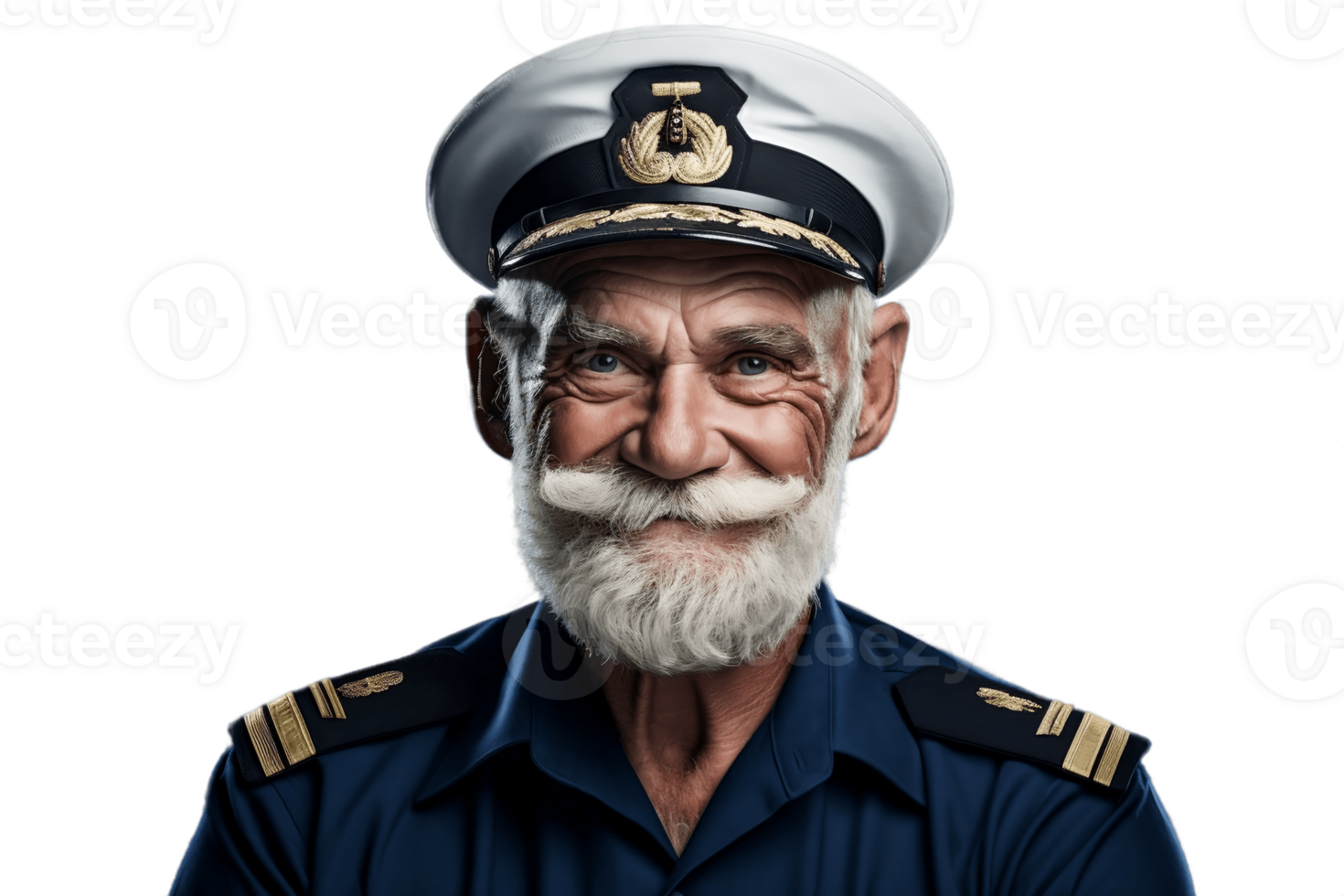 AI generated Mature Elderly Sailor with Crossed Arms on Transparent Background. AI png