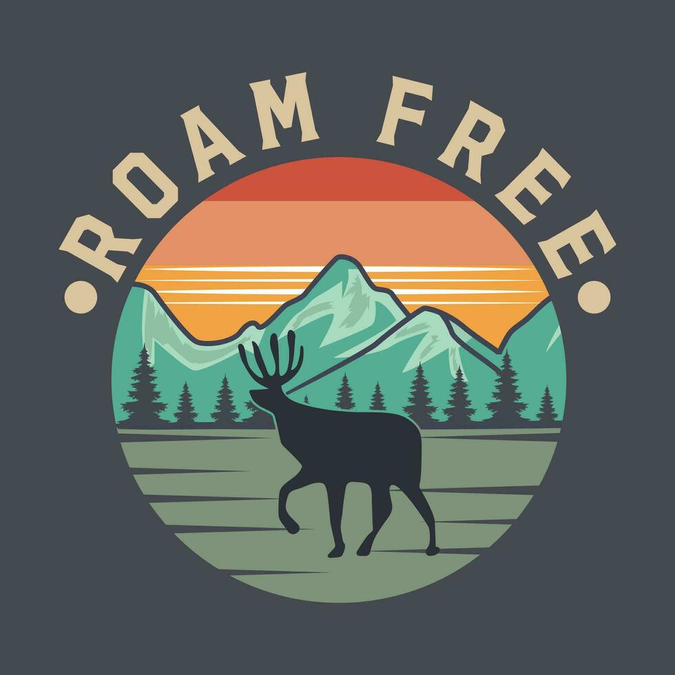 Roam free adventure t-shirt design illustration vector